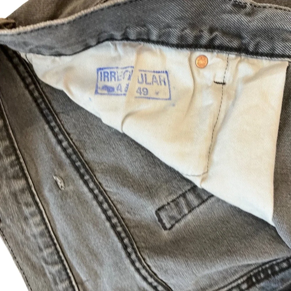 Levis 501‎ Original Mens Grey Straight Leg Button Fly Jeans W44 L34 Irregular